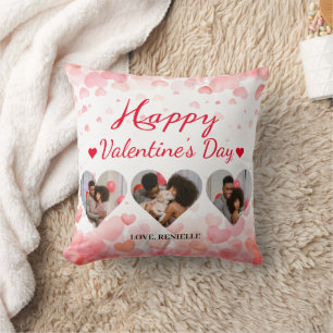 3 photo Heart collage valentines day couple Throw Pillow