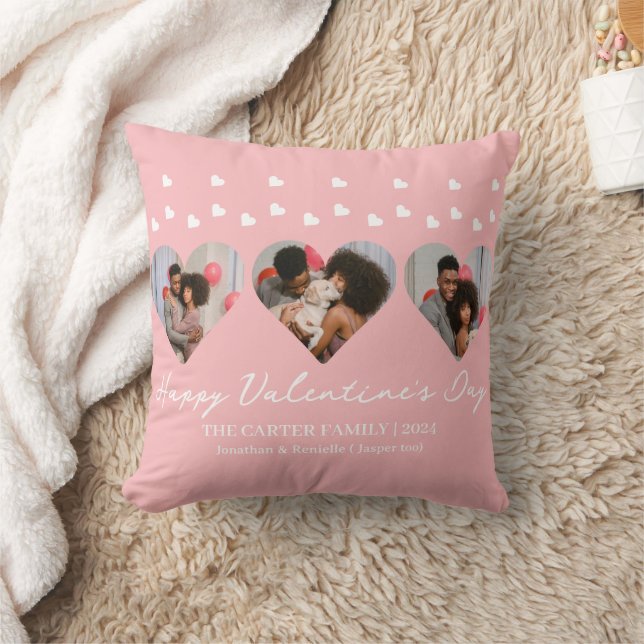 3 photo Heart collage valentines day couple Throw Pillow (Blanket)