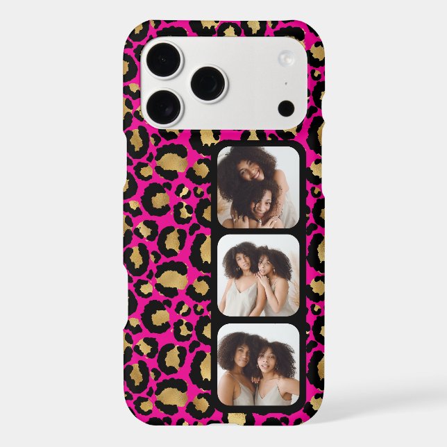 3 Photo Hot Pink And Gold Leopard Print (Back)