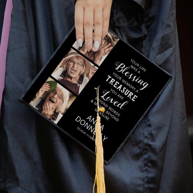 3 Photo In Loving Memory Memorial Graduation Cap Topper (Creator Uploaded)
