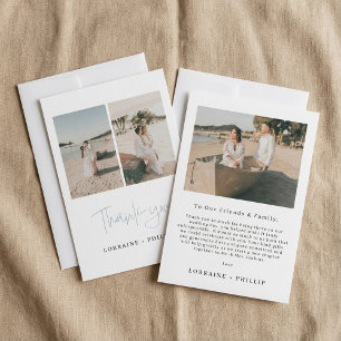 3 photo minimal wedding thank you card