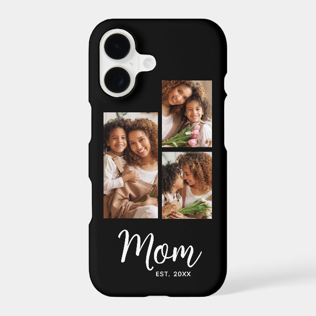 3 Photo Mom Established Date Modern Script Black (Back)