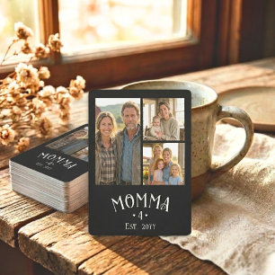 3 Photo Mom Established Kids Count Chic Black Playing Cards