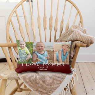 3 Photo Mommy Burgundy Lumbar Pillow