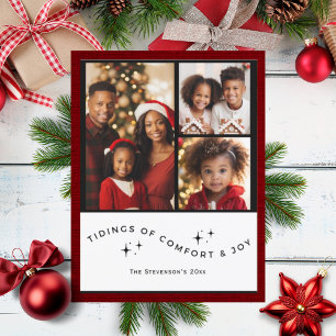 3 Photo Personalized Holiday Comfort and Joy Postcard