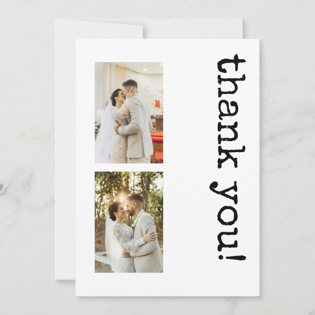 3 Photo Personalized Typewriter Thank You Wedding Card (Front)