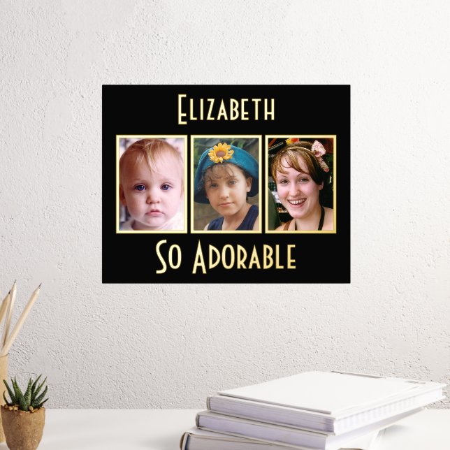 3 photo so adorable add name black gold foil prints (In Situ (Desk 3))