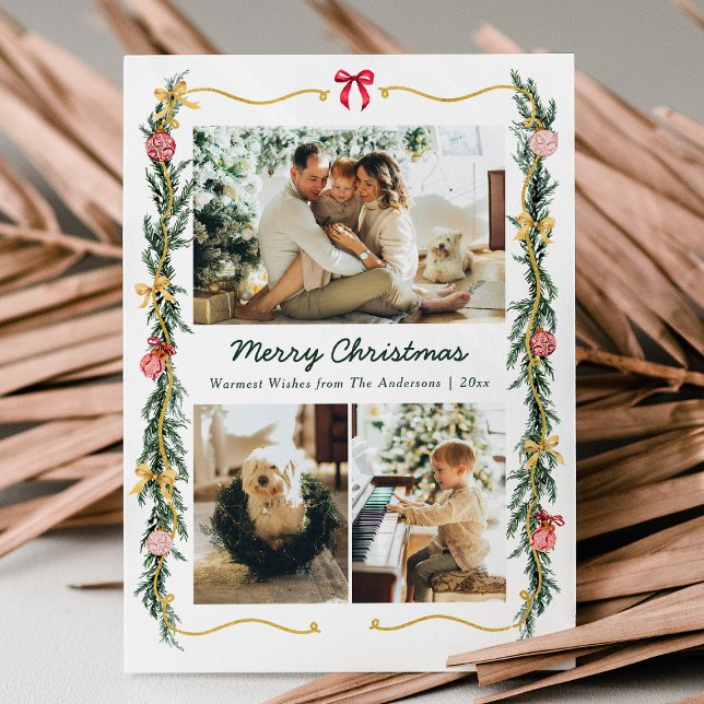 3 Photo Stylish Christmas Greenery & Bows Holiday (Creator Uploaded)