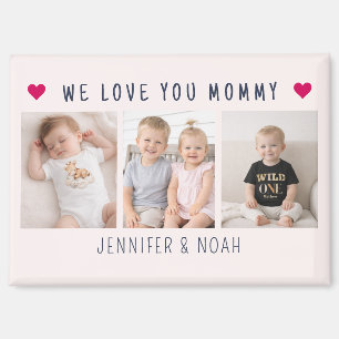  3 Photo We Love You Mommy Sweet Blush Pink Magnet
