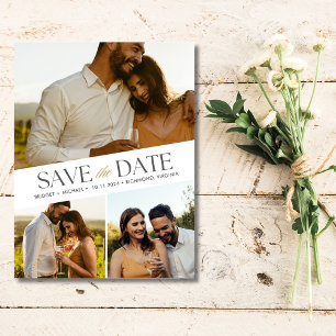 3 Photo Wedding Save the Date Announcement Postcard