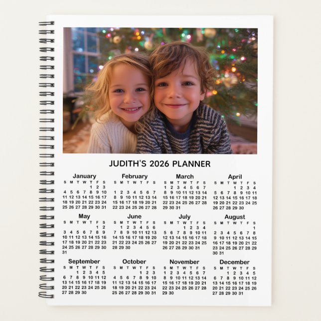 3 Photo White and Black 2026 Calendar Planner (Front)