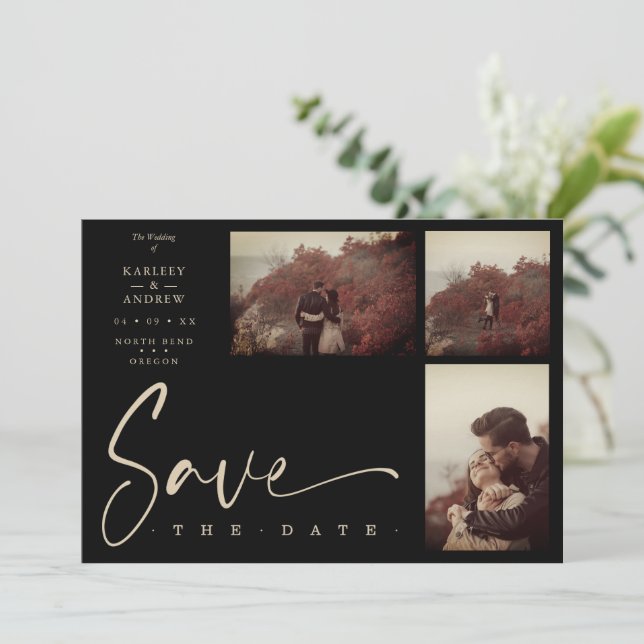 3 Photos Black Chic Trendy Collage Wedding Covid19 (Standing Front)