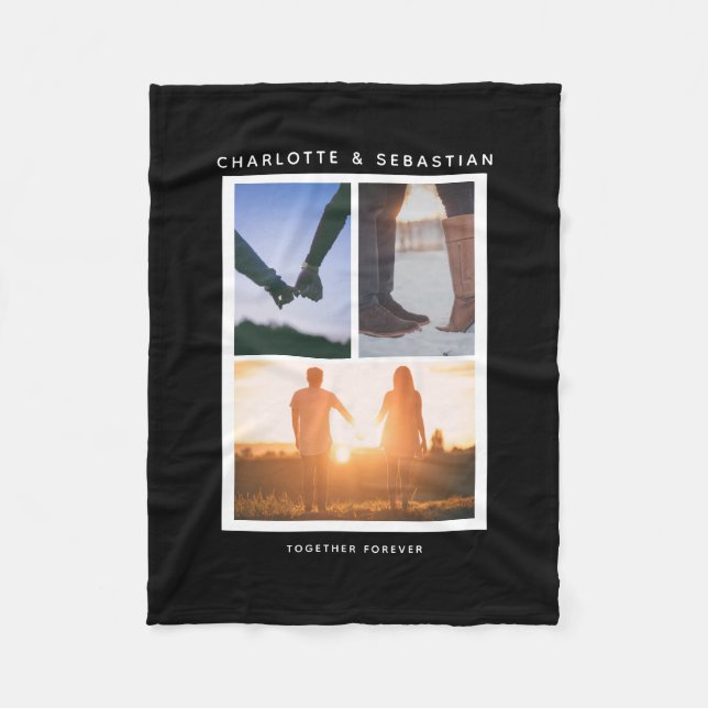 3 photos collage personalized fleece blanket (Front)