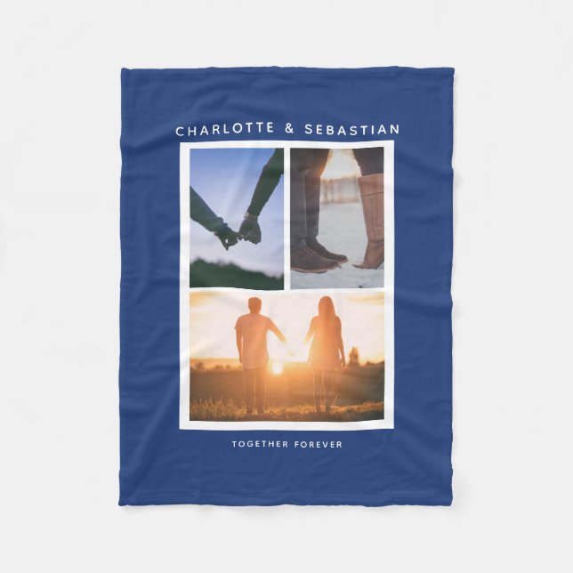 3 photos collage personalized fleece blanket (Front)