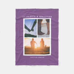 3 photos collage personalized fleece blanket