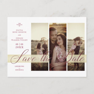 3 Photos Couple in Love Simple Elegant Script Postcard