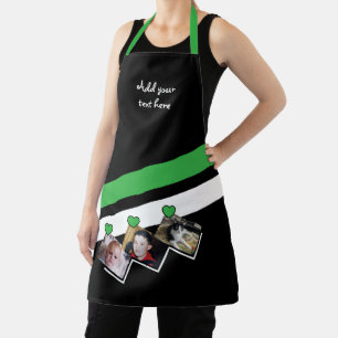 3 photos custom text black green apron