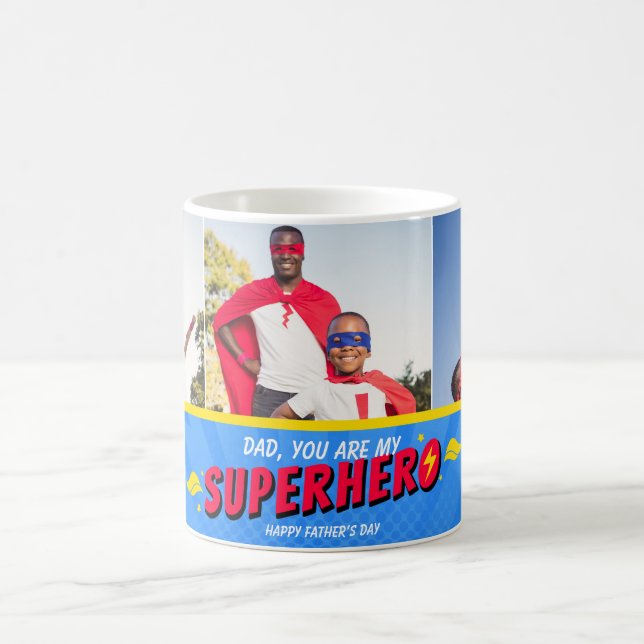 3 Photos Cute Comic Superhero Fathers Day Coffee M Mug (Center)