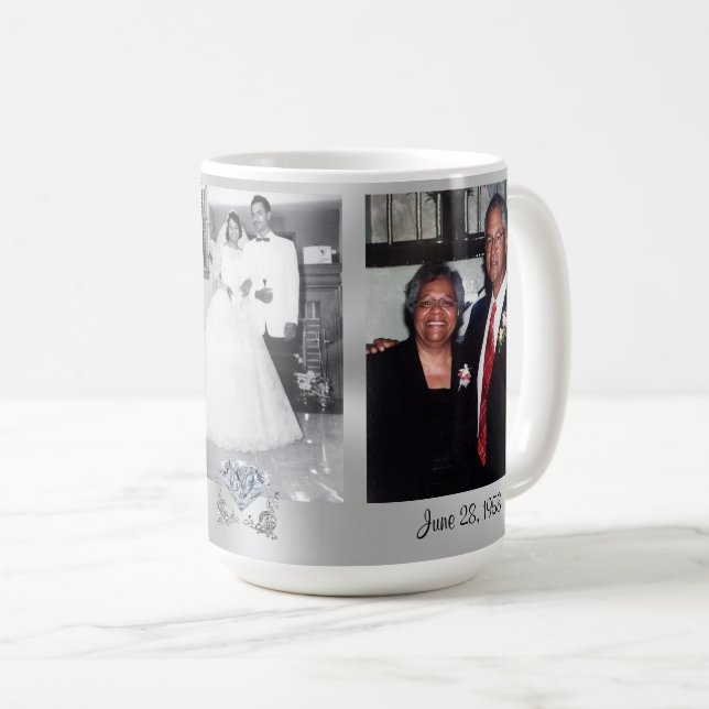 3 photos et vos tasses d'anniversaire de diamant (Devant droit)