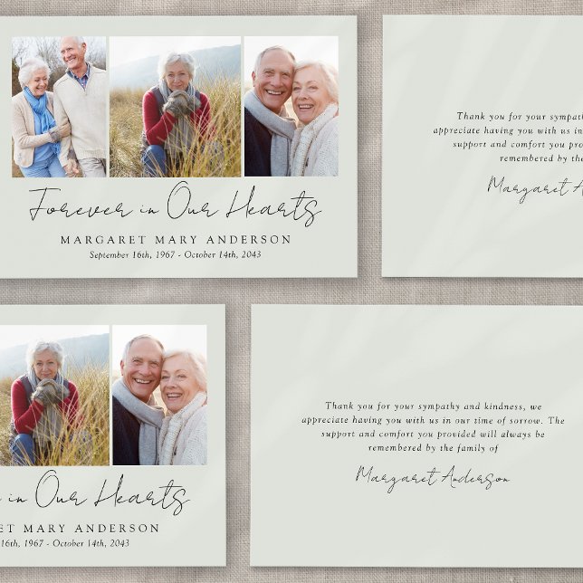 3 Photos Funeral Sympathy Thank You Card (Creator Uploaded)