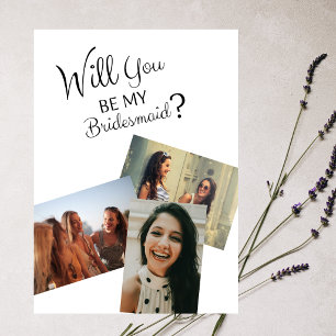 3 Photos Funny Bridesmaid Proposal Card Template
