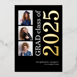 3 Photos Grad 2024 Real Gold Foil Faire-part