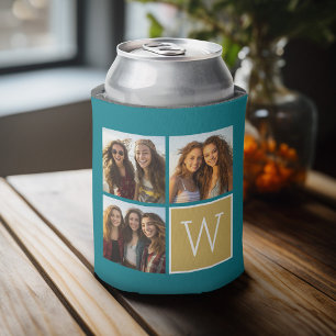 3 Photos - Instagram Photo Collage Custom Monogram Can Cooler