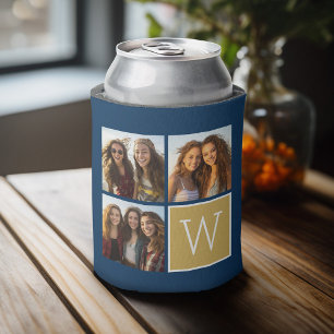 3 Photos - Instagram Photo Collage Custom Monogram Can Cooler