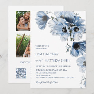 3 Photos   Invitation de mariage aux fleurs bleues