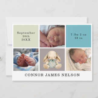 3 Photos Rabbit Baby Boy Birth Stats Announcement