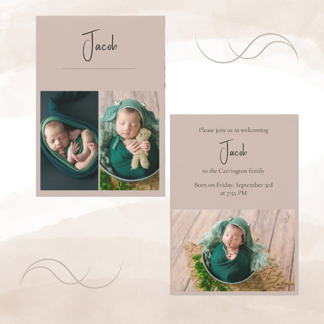 3 Photos Simple Baby Birth Announcement (Creator Uploaded)