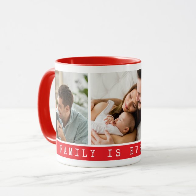 3 Picture Multi Photo Collage Family Quote  Red Mug (Front Left)