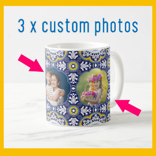 💛💙3 pictures and text, Mediterranean Azulejo Coffee Mug