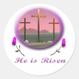 3 Pink crosses Christian gifts Classic Round Sticker