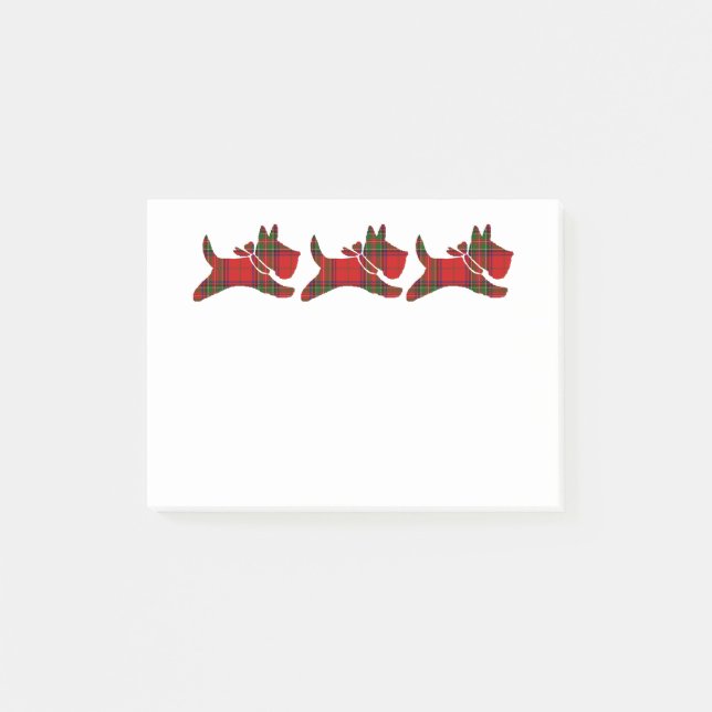 3 Plaid Scotties Personalize Post-it Notes (Front)