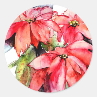3 Poinsettias Christmas stickers