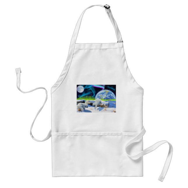 3 Polar Bear Cubs Playing in Snow - Earth Day Art Standard Apron (Front)