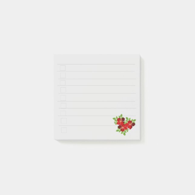 3 Post-it Notes Fleurs Rouges (Devant)