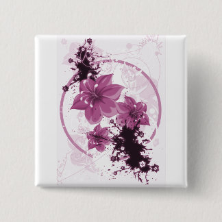 3 Pretty Flowers - Pink 2 Inch Square Button
