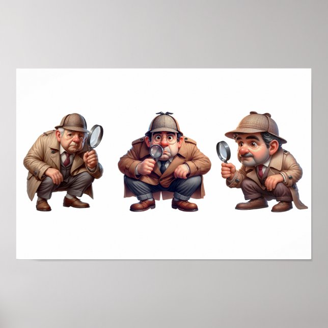 3 Private Investigators searching for clues Poster (Front)