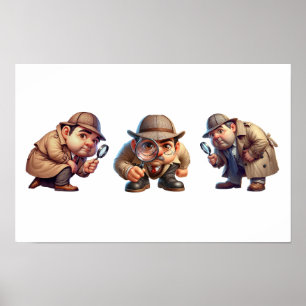 3 Private Investigators searching for clues Poster