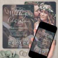 3 QR Codes Photo Overlay All-In-One White Wedding