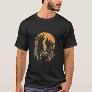 3 Racoon Moon Howling Raccoon Funny Graphic Meme H T-Shirt