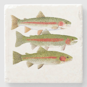 3 Rainbow Trout Stone Coaster