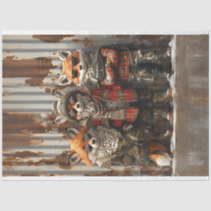 3 Red Fox Urban Frontier Boys Decoupage  Tissue Paper