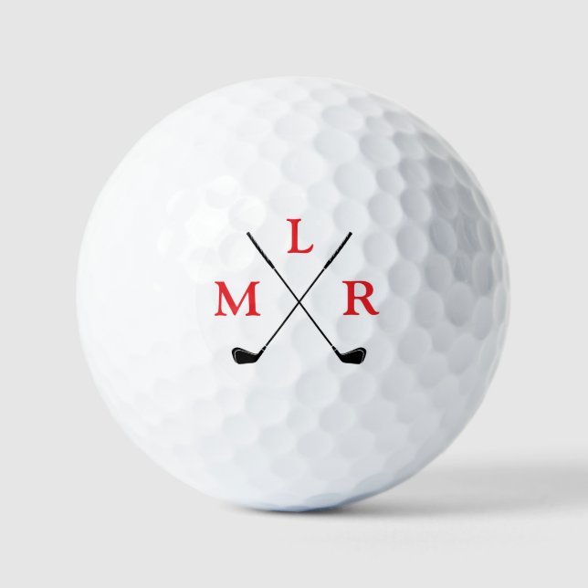 3 Red Initial Letters Personalized Monogram Golf Balls (Front)