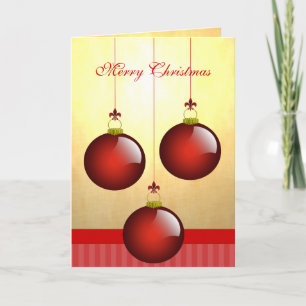 3 Red Ornaments Holiday Card