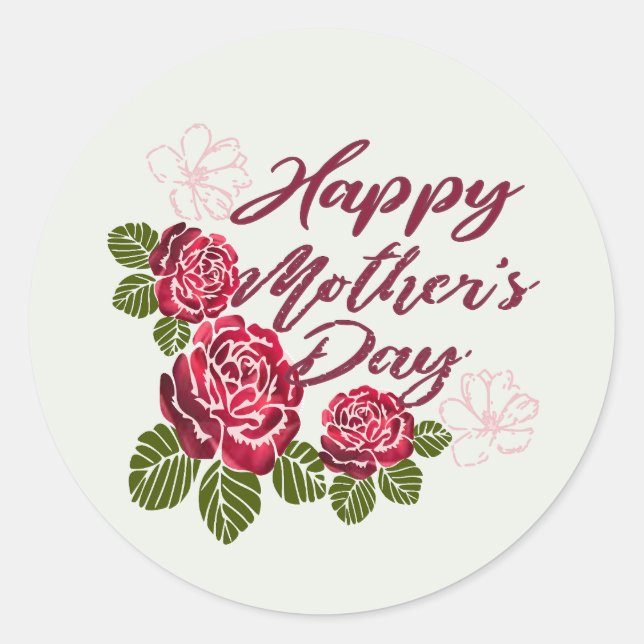 3 Red Roses  Classic Round Sticker (Front)
