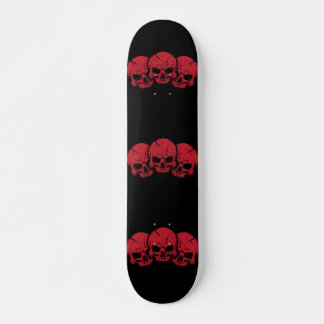 3 red skull  skateboard