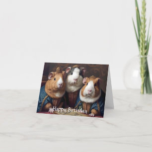 3 Renaissance Guinea Pigs Birthday Card